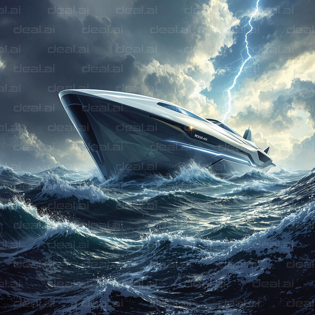 Futuristic Yacht in Stormy Seas