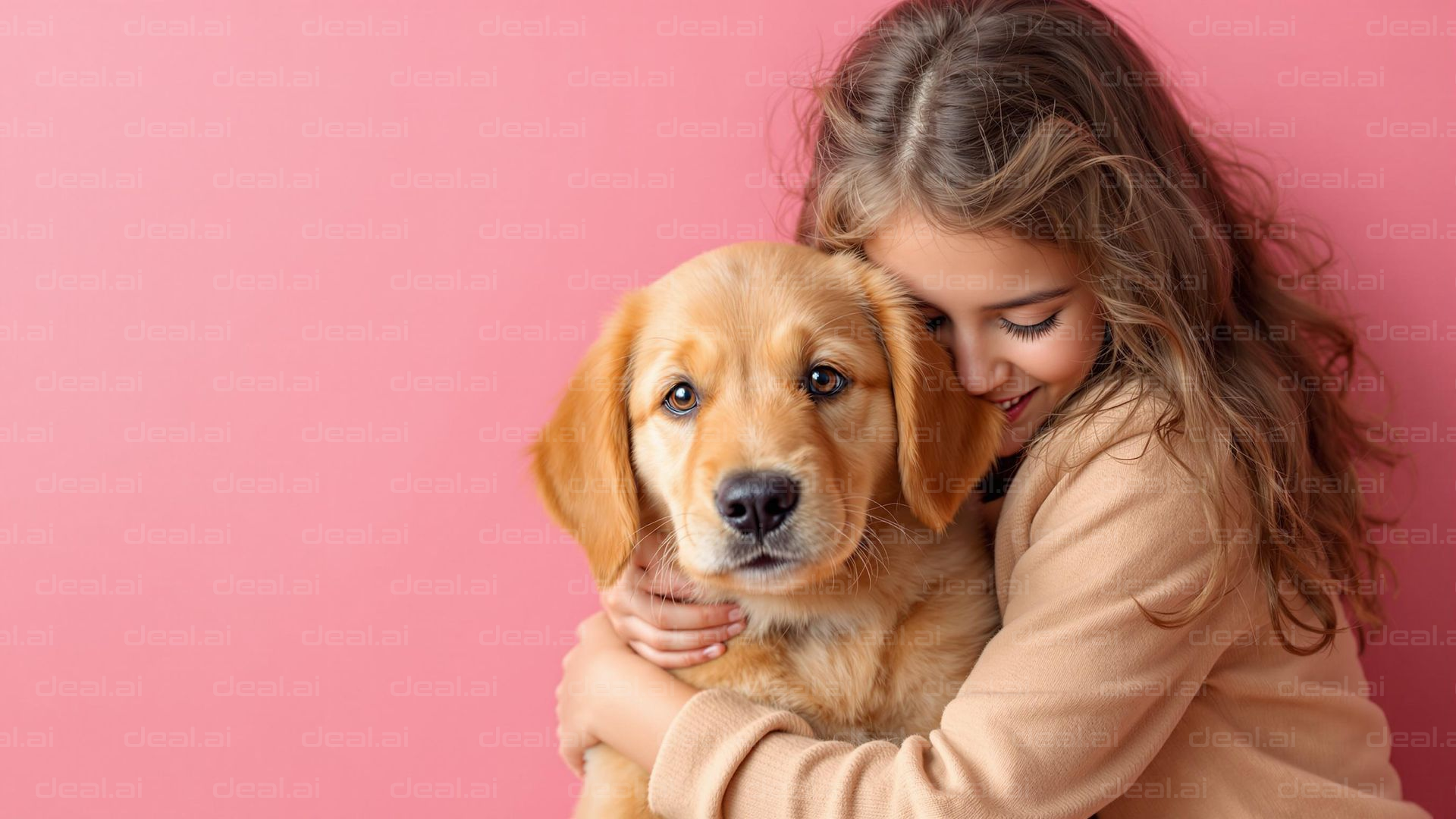 Girl Hugging Adorable Puppy