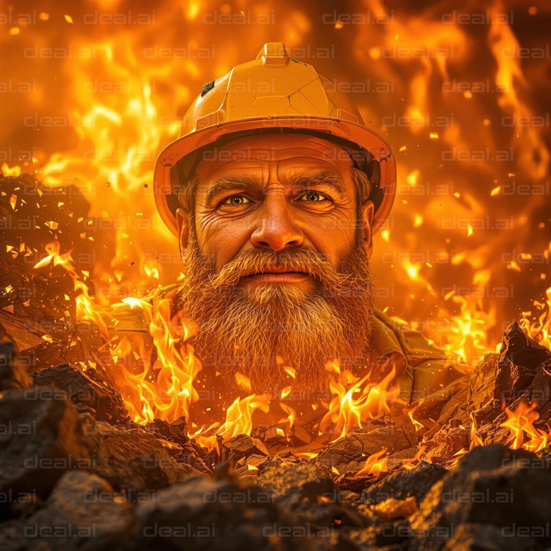 Miner in Fiery Inferno