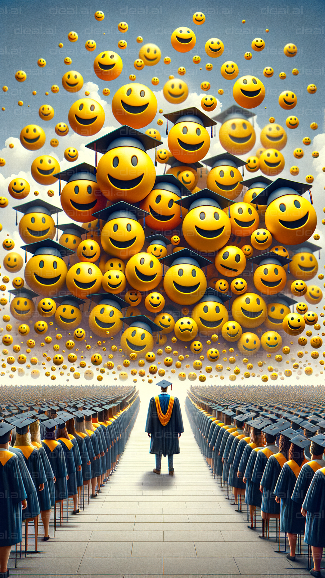 "Graduation Bliss: Smiley Faces in Caps"