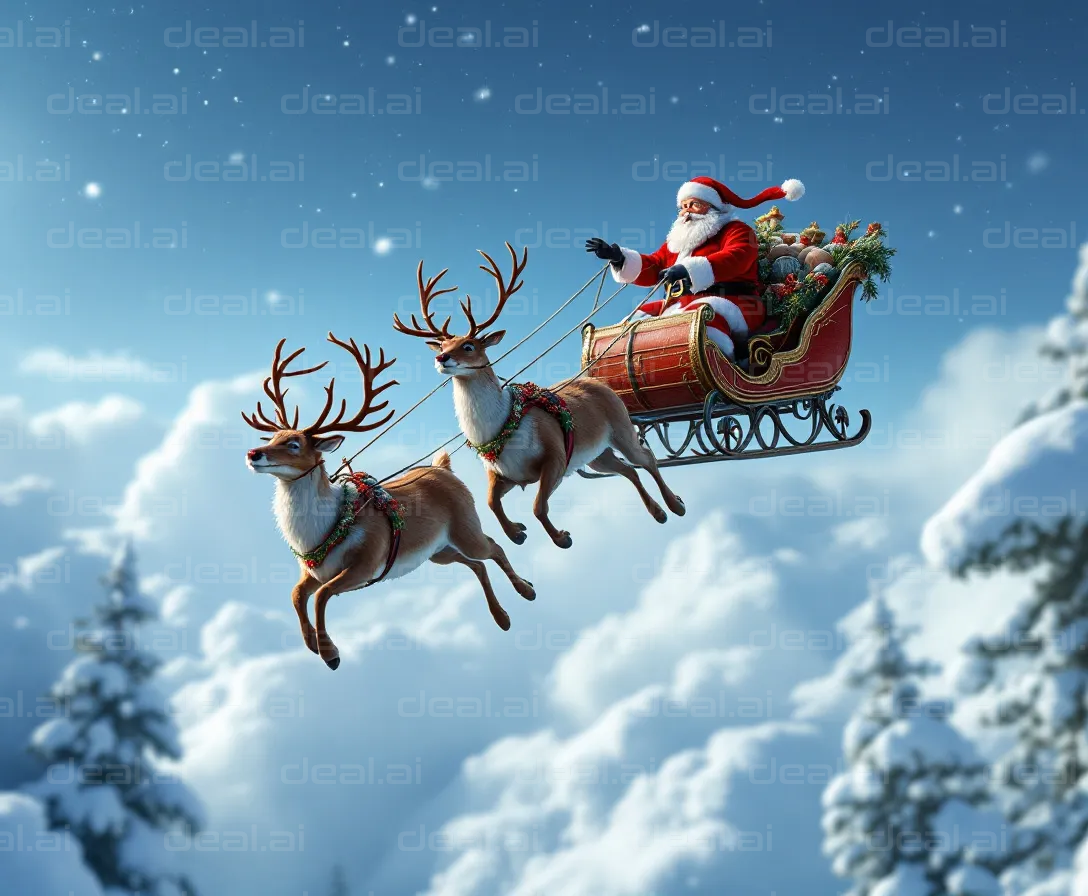 Santa's Sleigh in Flight