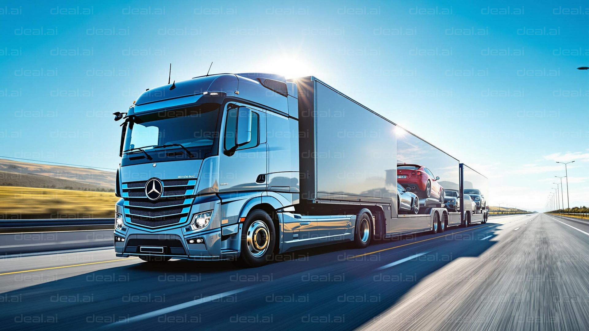 Sleek Truck on Open Highway Journey