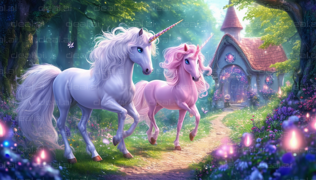 Magical Unicorns Exploring Enchanted Forest