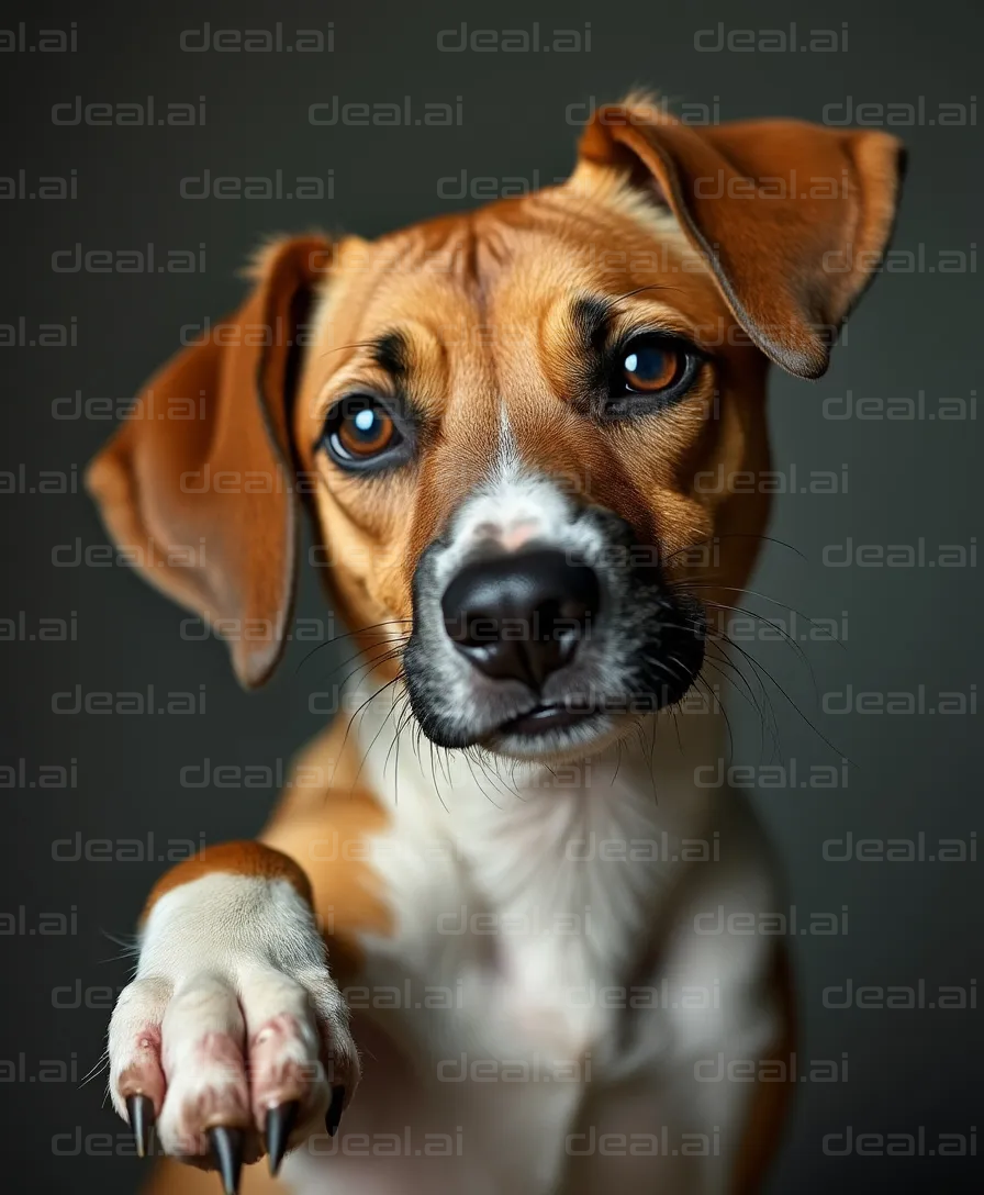 Curious Dog Extends Paw