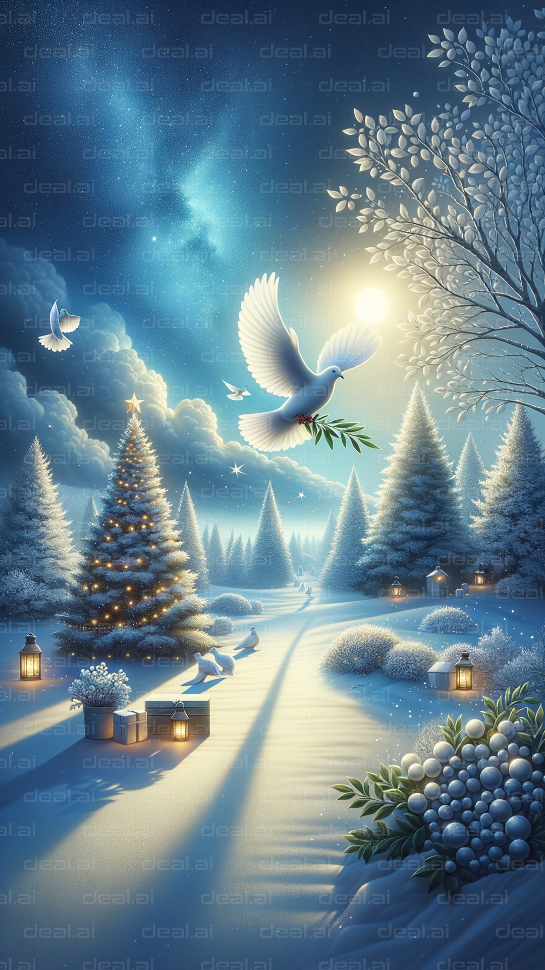 Winter's Peaceful Night Scene