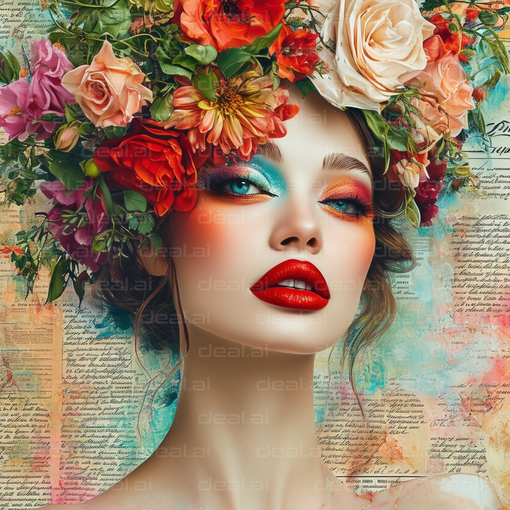 "Floral Beauty and Bold Makeup Art"