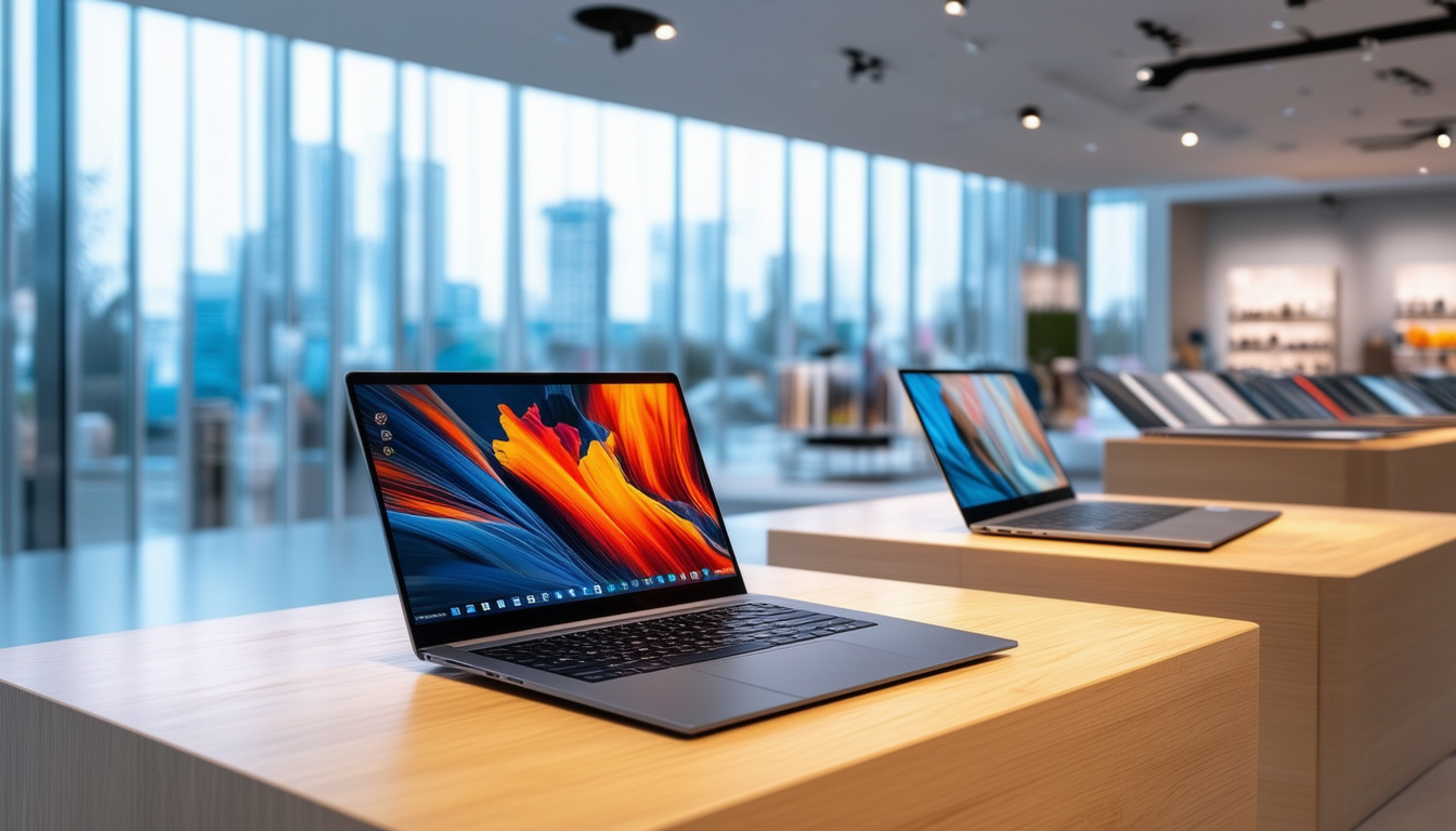 Laptops on Display in Modern Tech Store