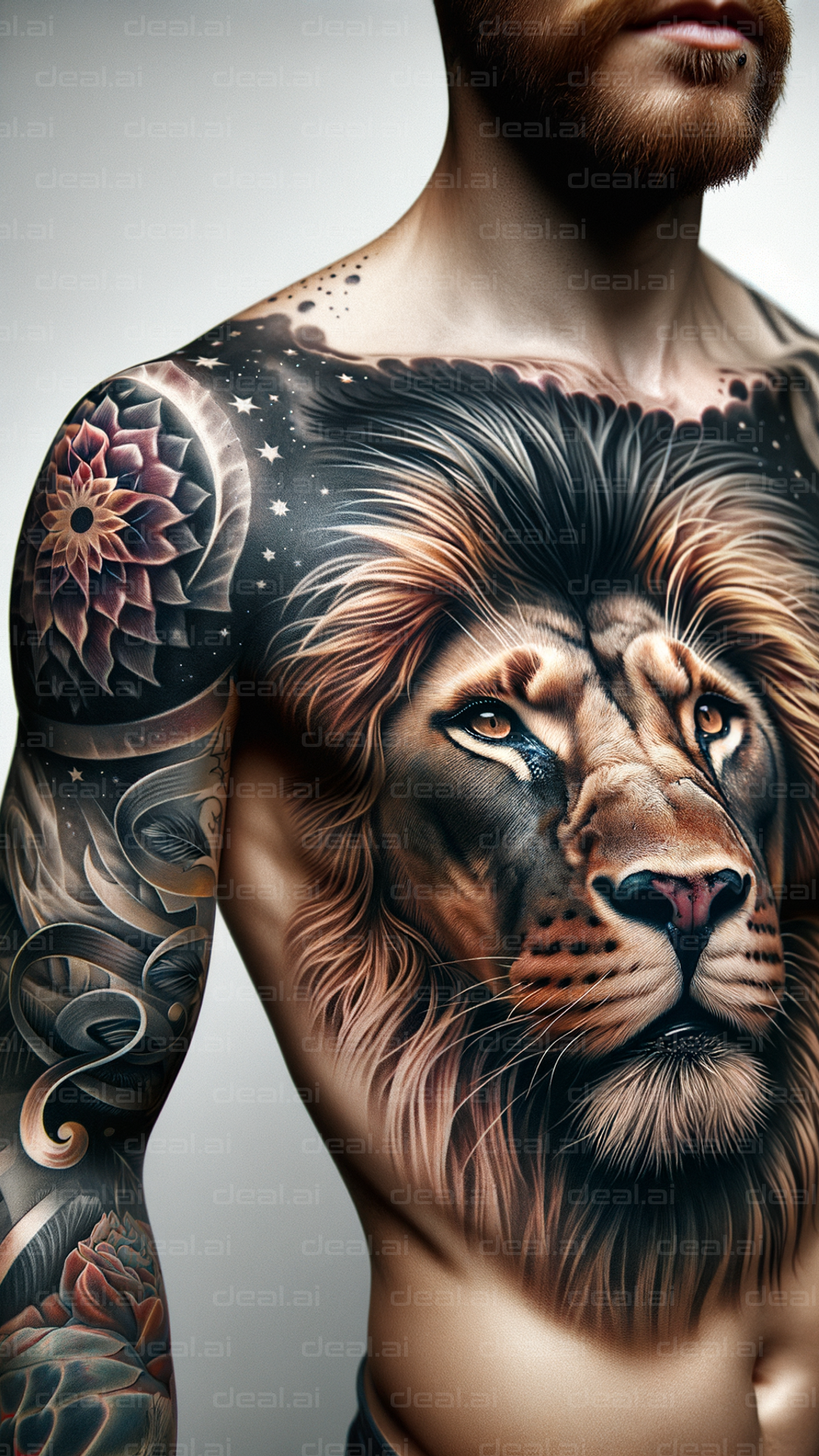 Lion Chest Tattoo Artwork