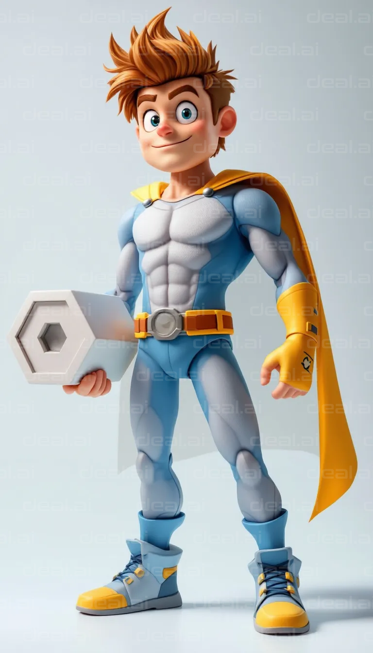 Animated Superhero with Big Bolt