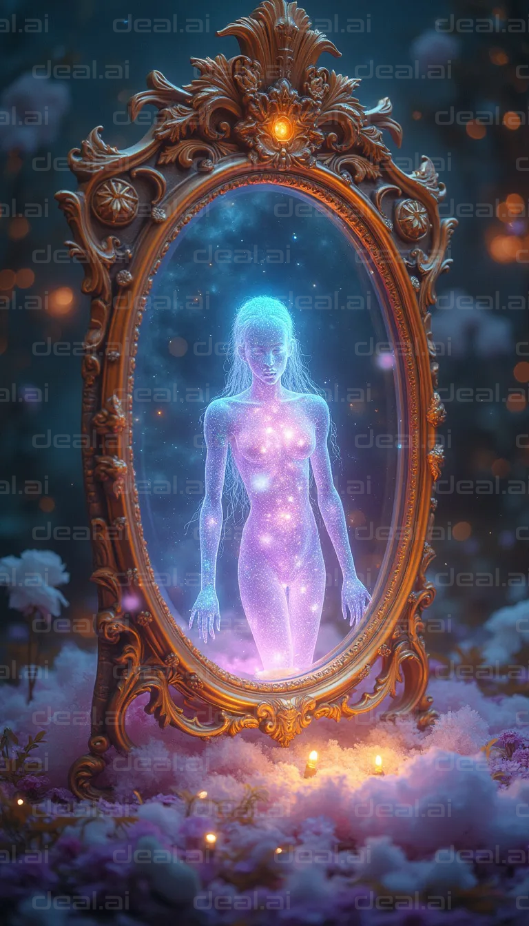 "Starlit Reflection in Ornate Mirror"