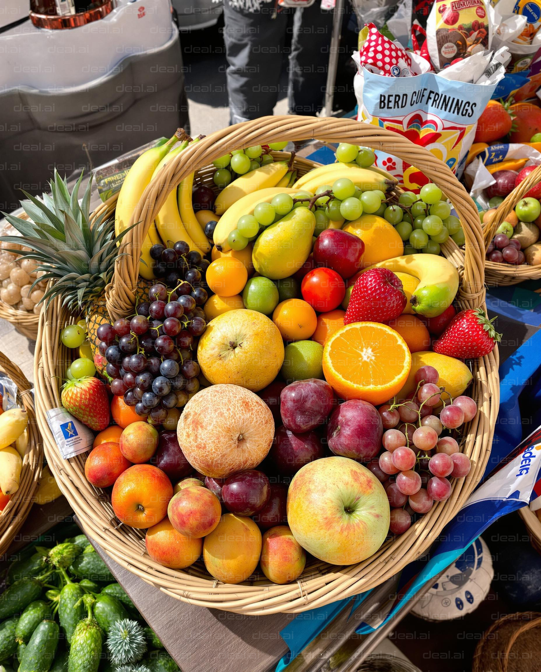 "Vibrant Fruit Basket Display"