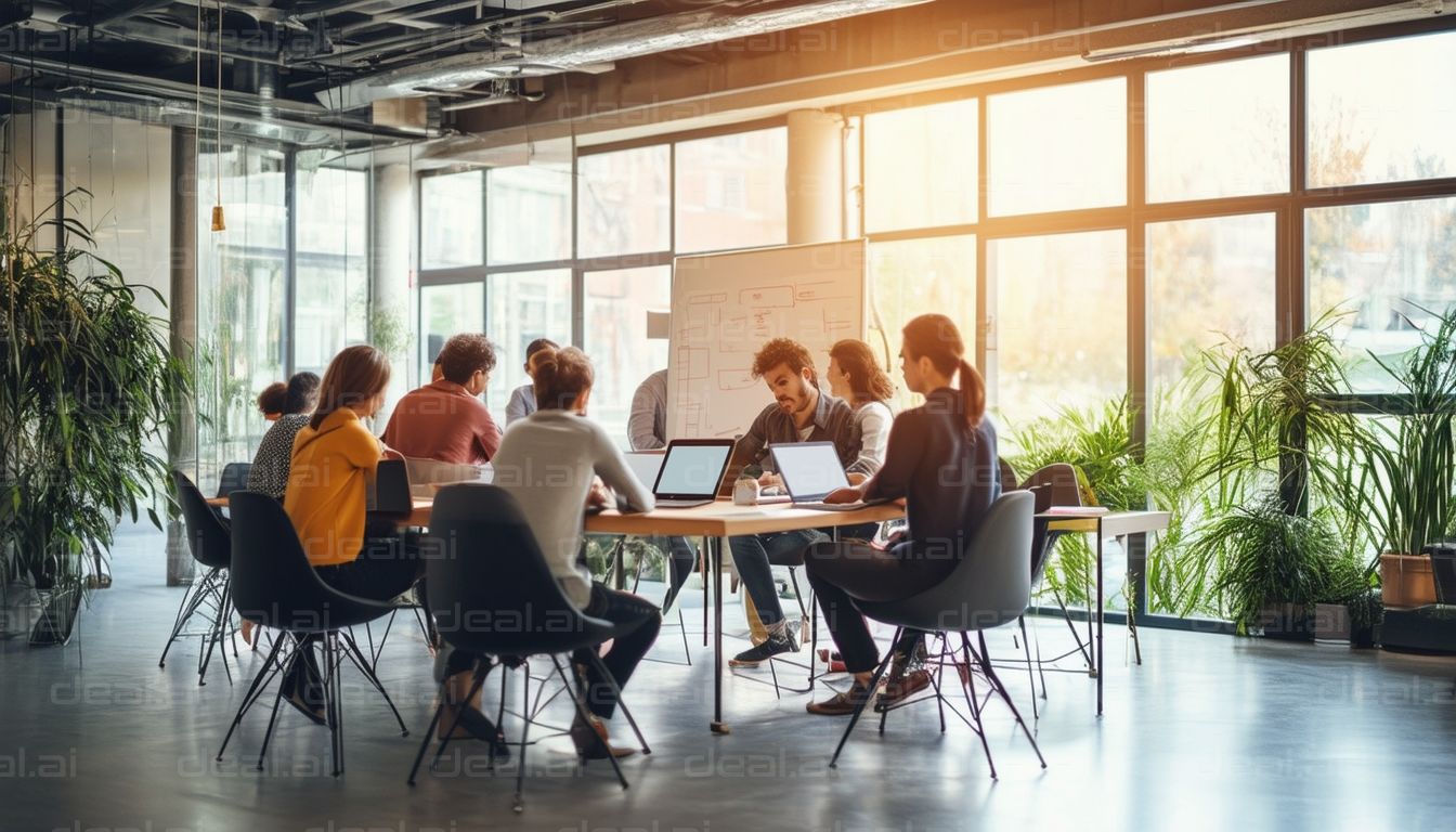 Collaborative Team Meeting in Modern Office