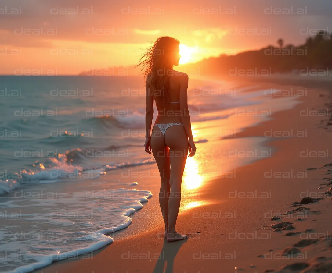 "Serene Sunset Beach Stroll"