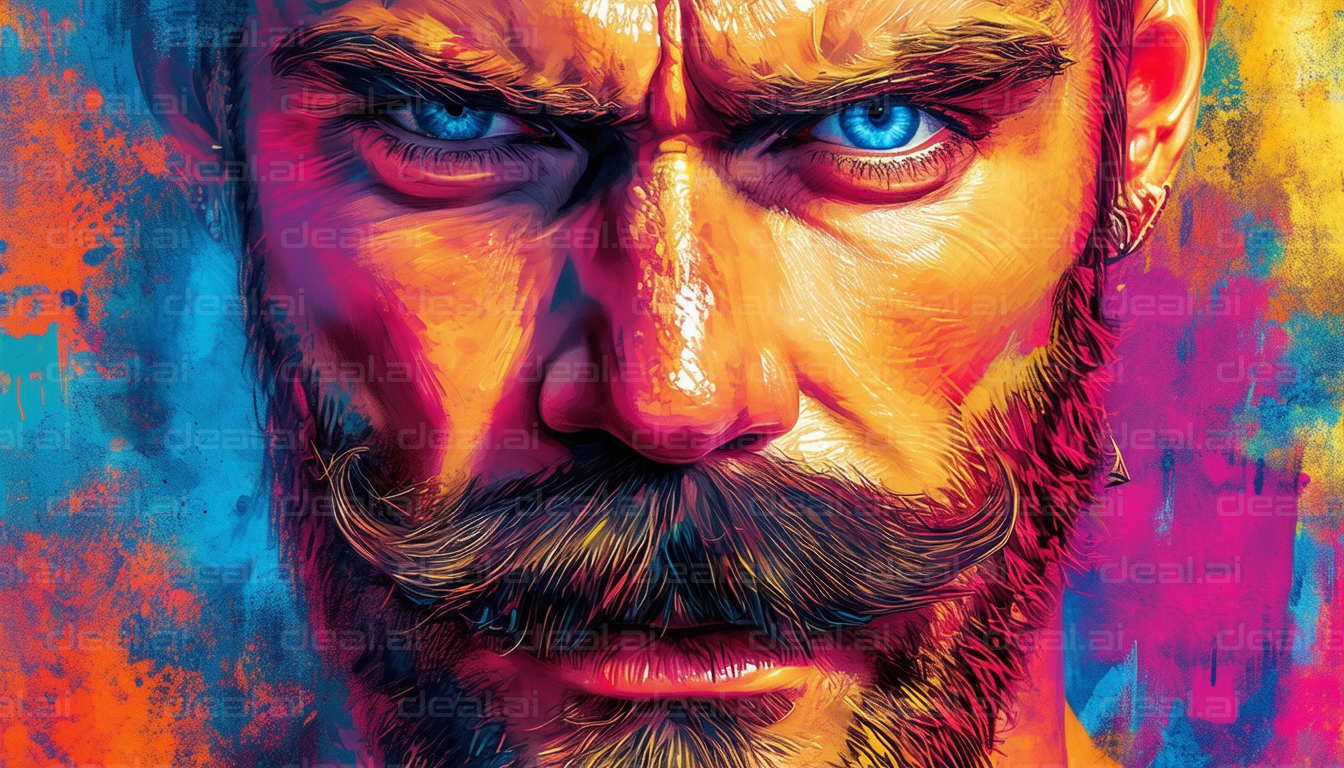 "Fierce Gaze: Portrait in Vibrant Colors"