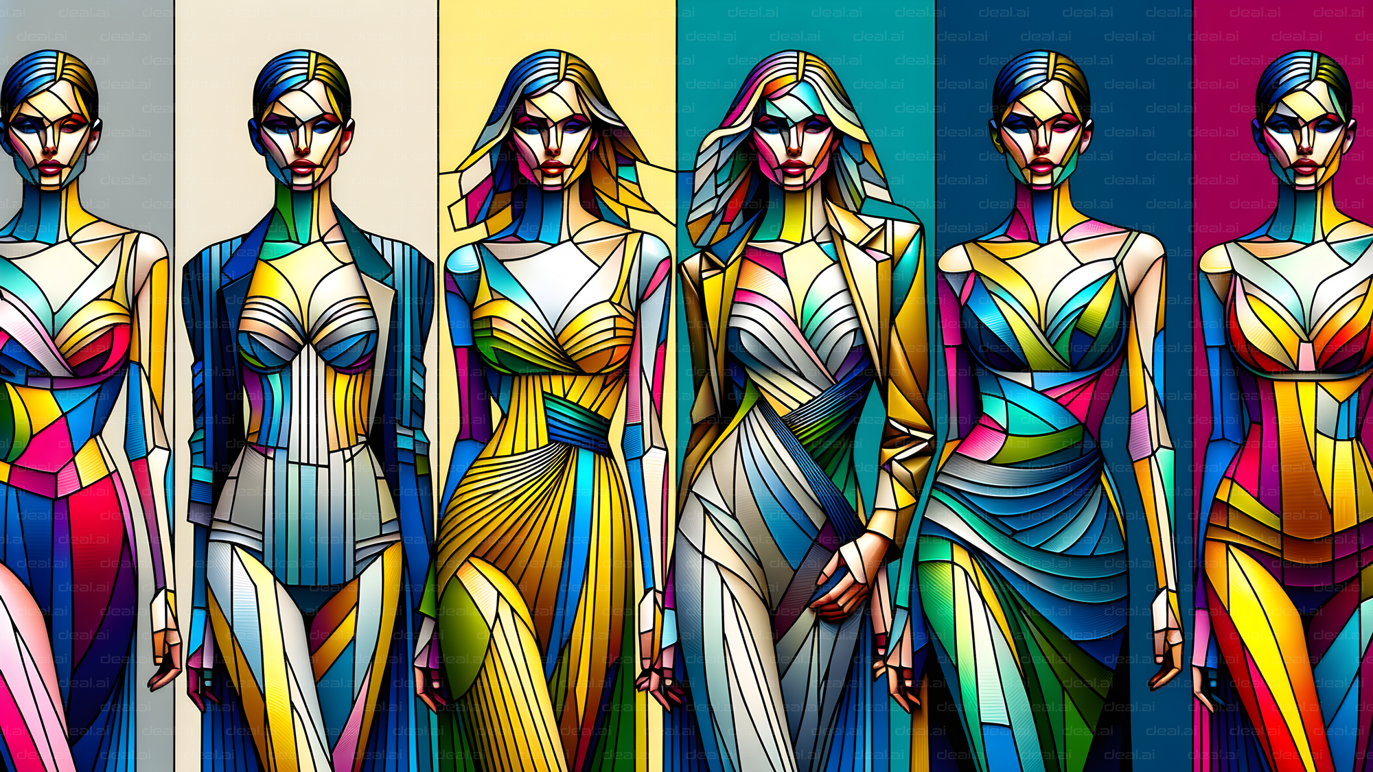 Colorful Abstract Fashion Figures