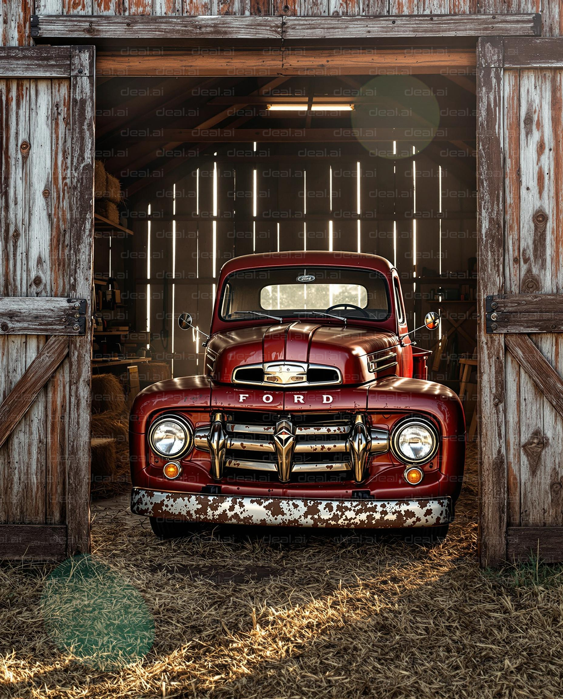 Vintage Ford Truck in Barn Doorway