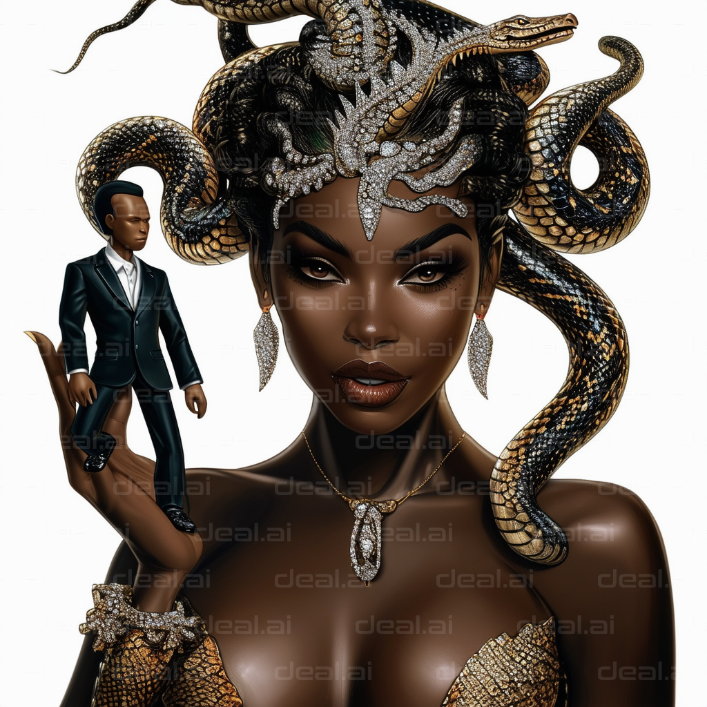 "Medusa Holds a Miniature Man"