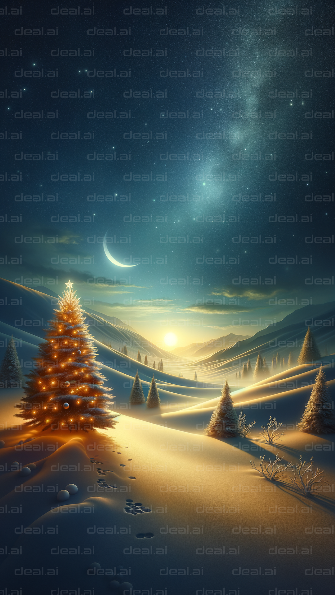 "Christmas Night in Snowy Mountains"