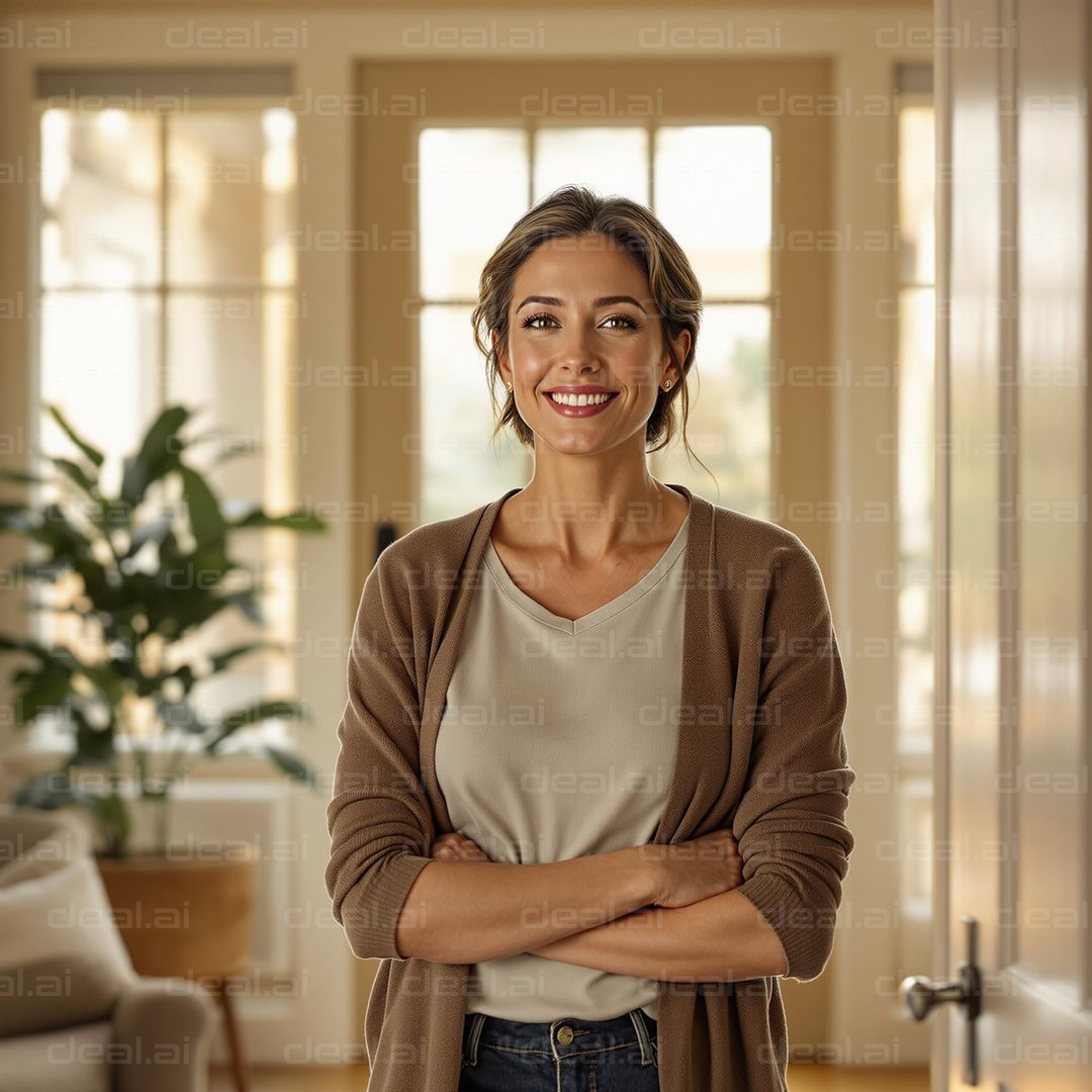 Smiling in a Cozy Living Room