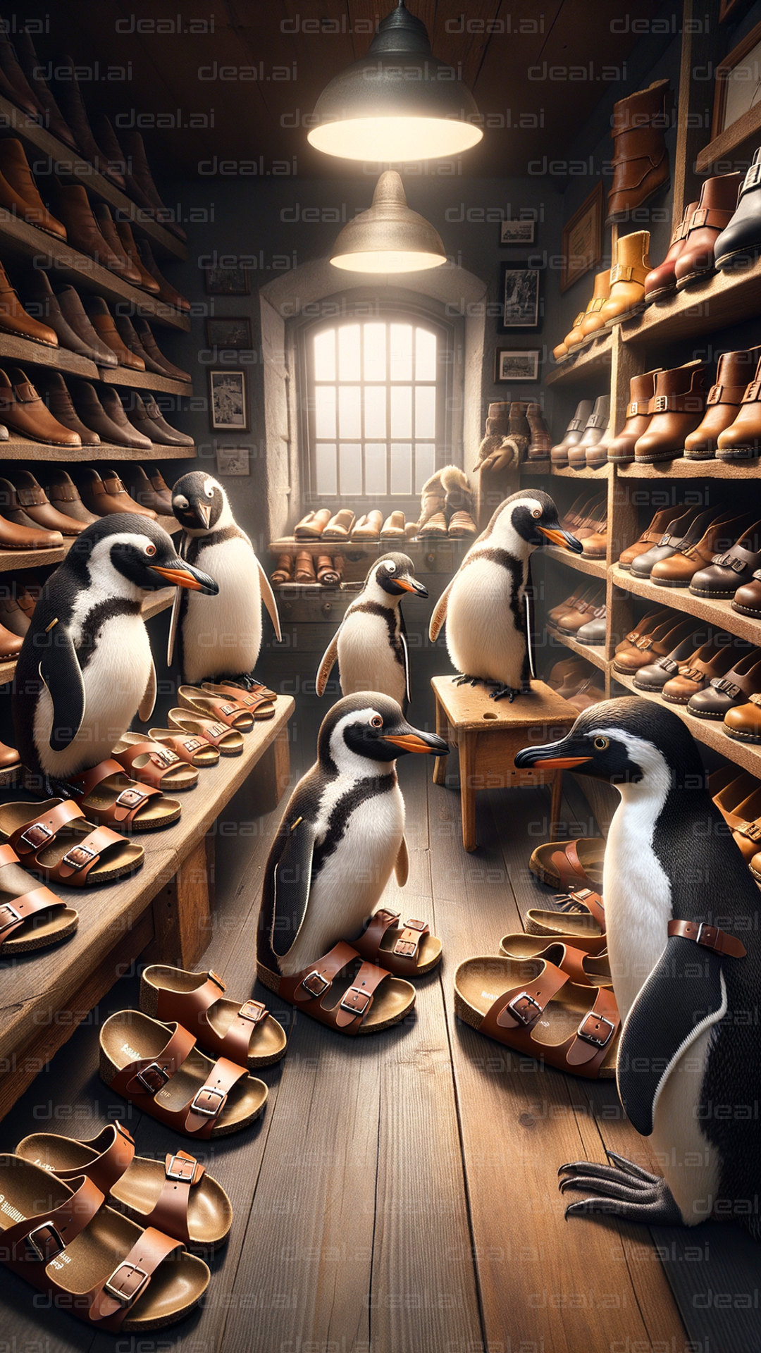 Penguins Shopping for Sandals