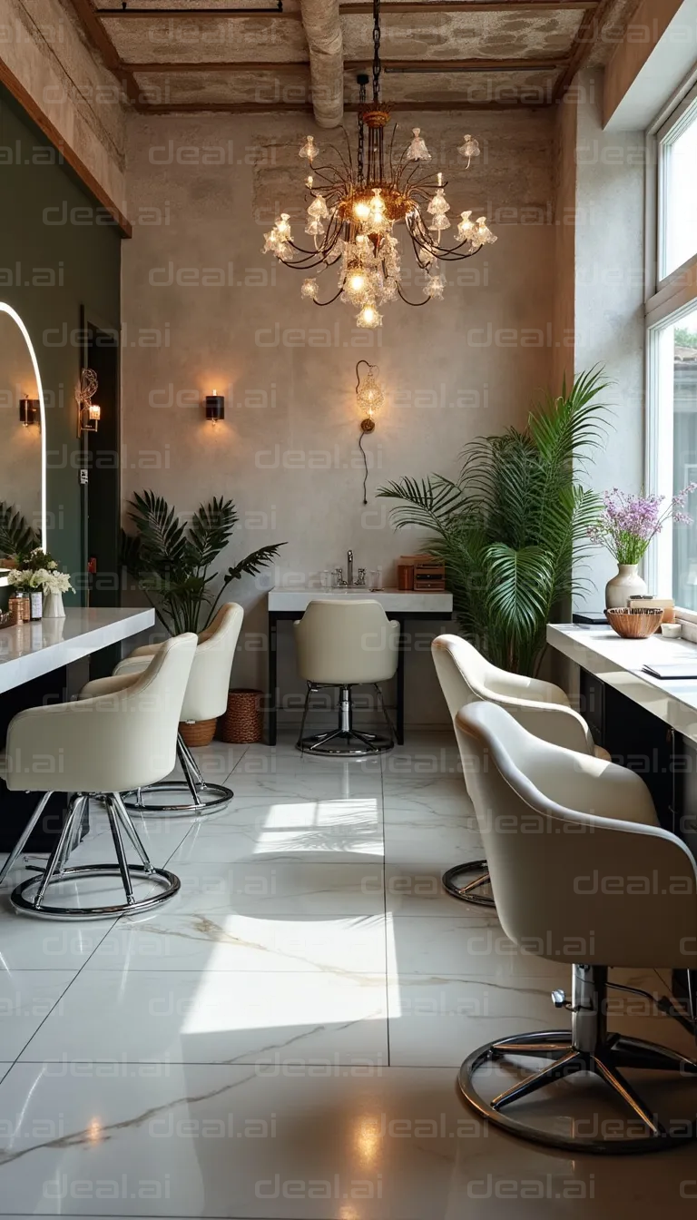 Chic Salon Interior With Elegant Lighting