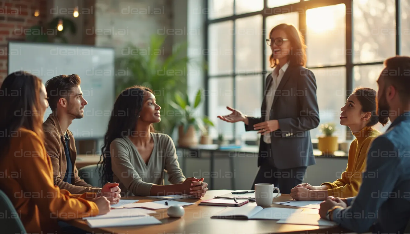 Team Meeting with Sunlight in Office