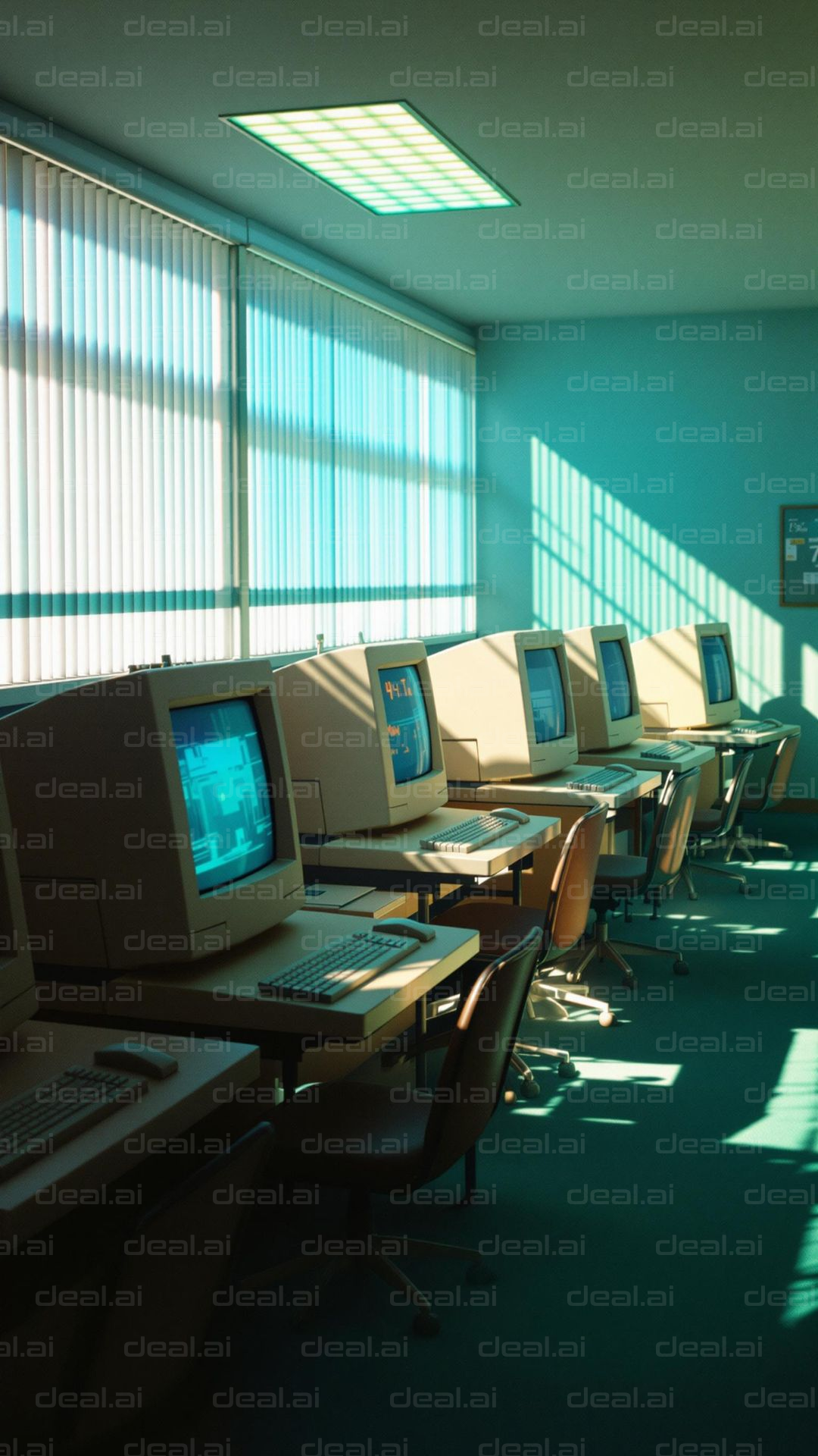 Retro Computer Lab in Sunlight