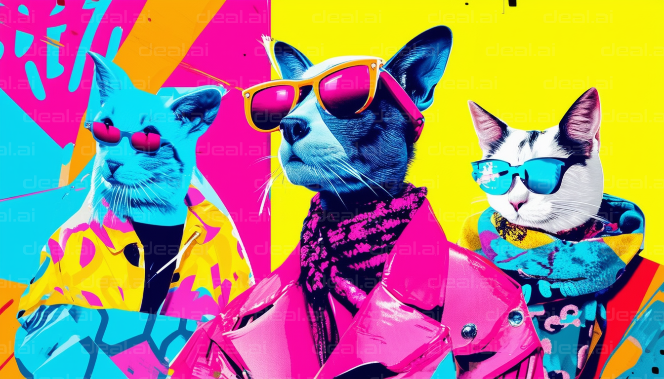 "Stylish Cats in Vibrant Sunglasses"