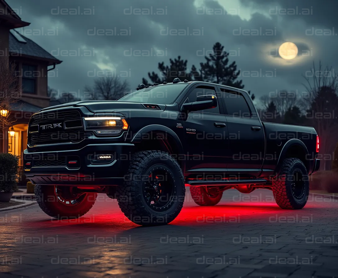 "Bold Truck Under the Full Moon Sky"