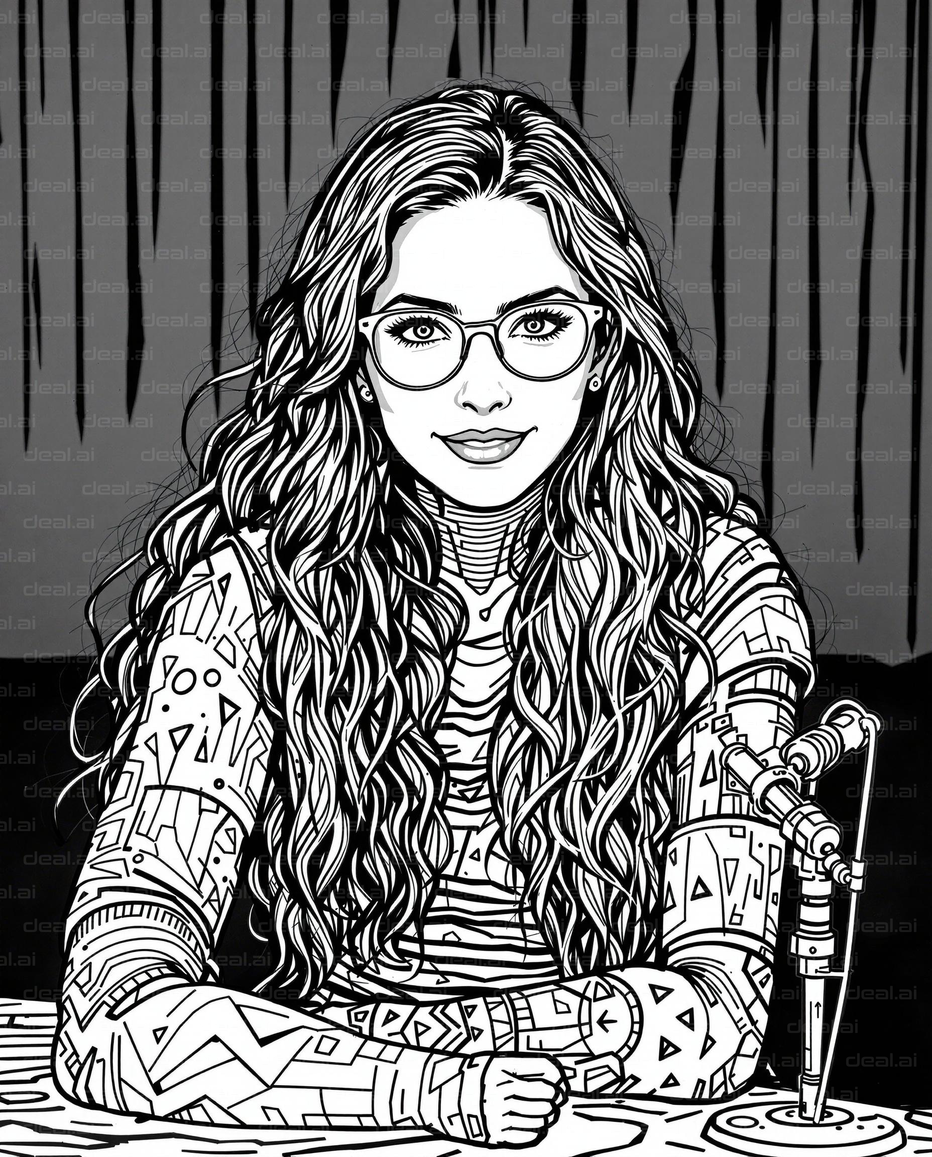 Podcaster in Black and White Art