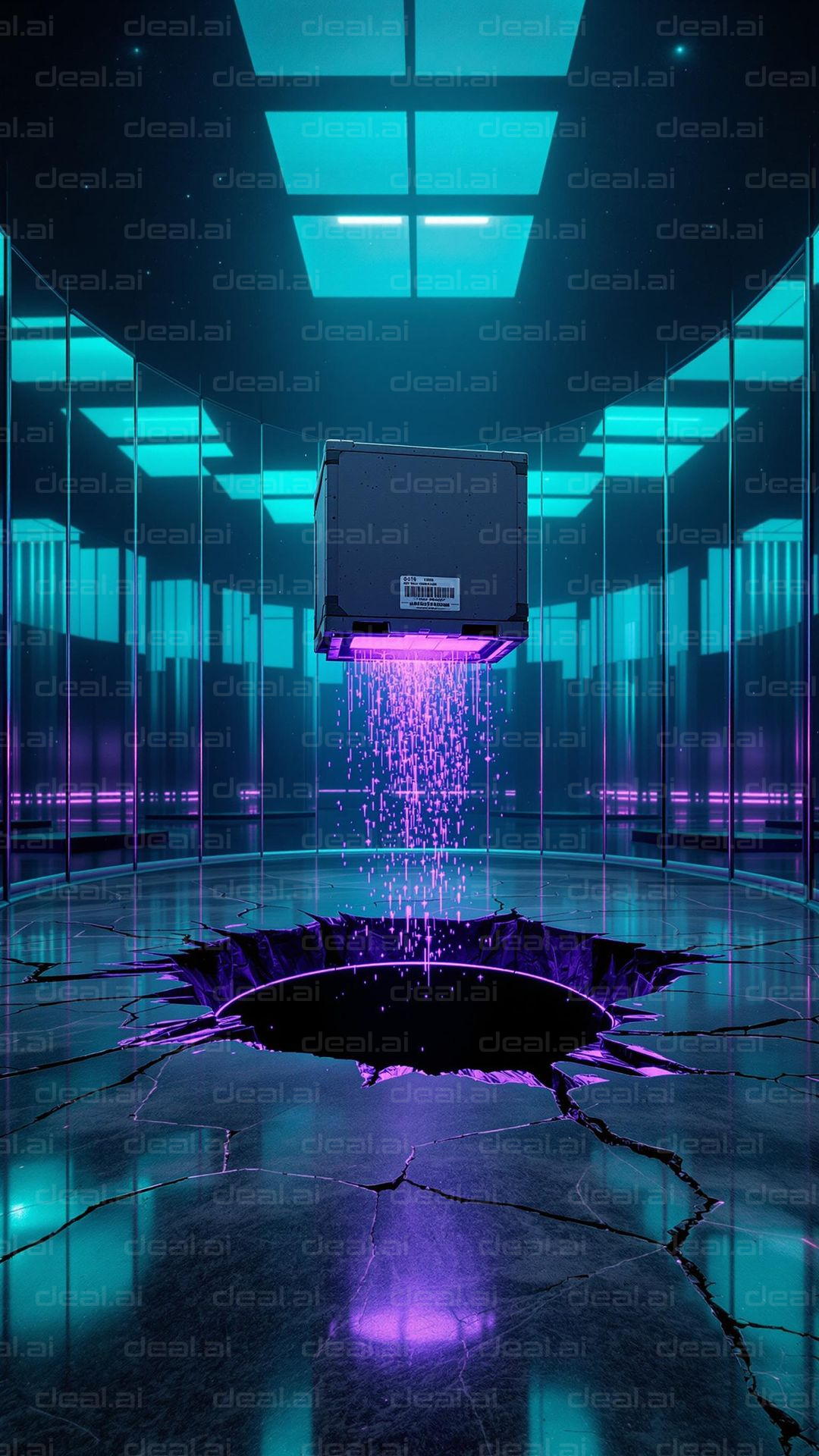 "Neon Vortex in Futuristic Room"