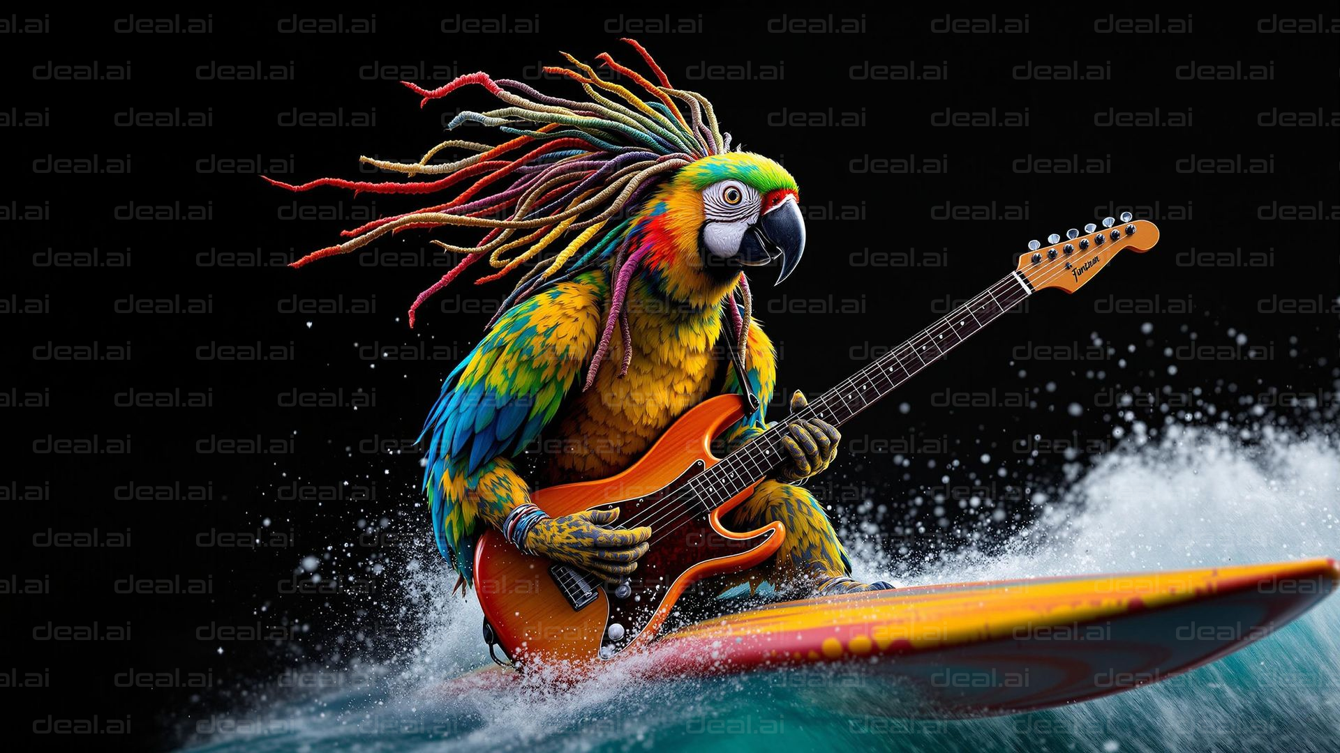 Rockin' Parrot Surfer Waves!