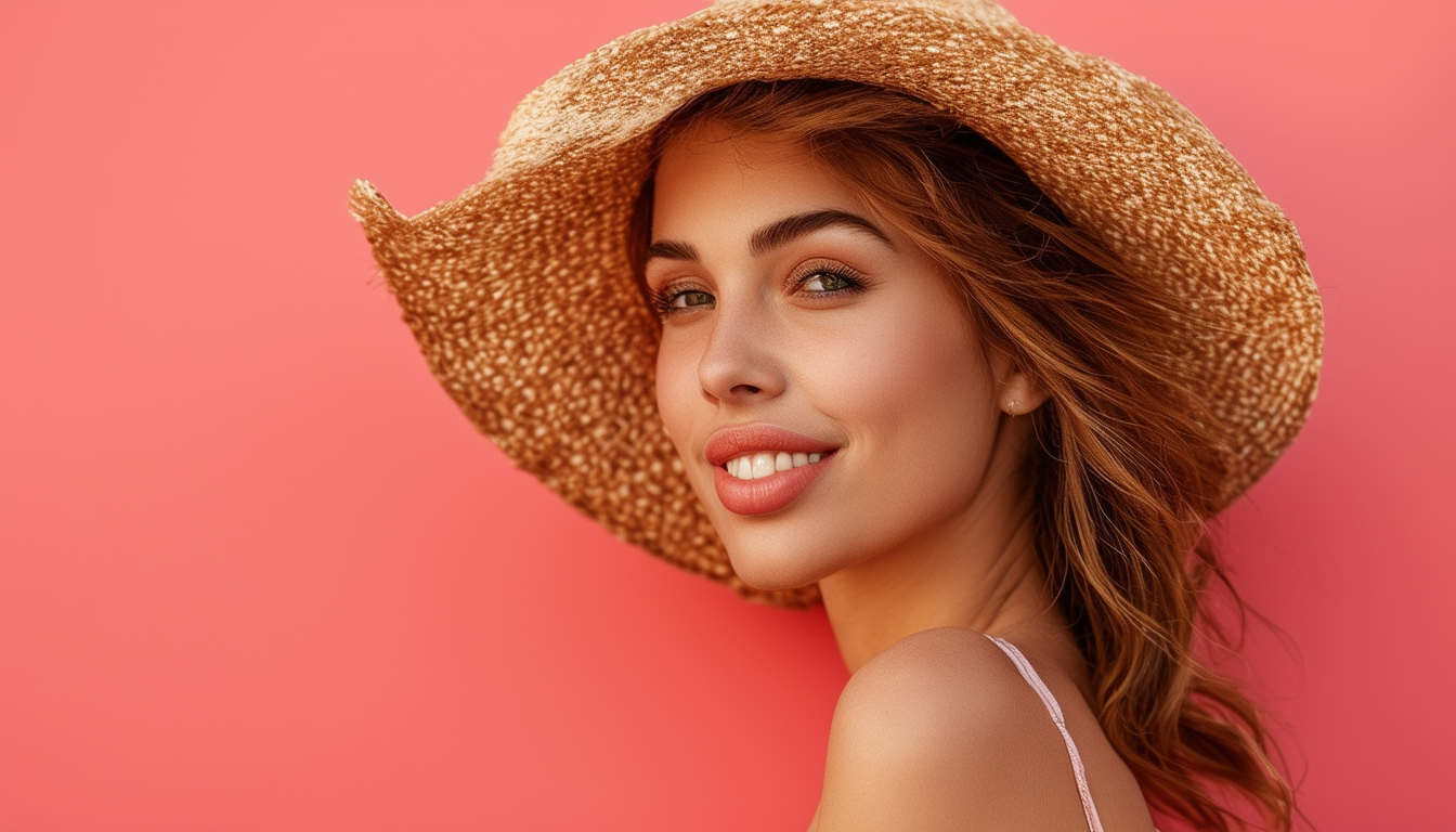 Smiling Woman with Straw Hat