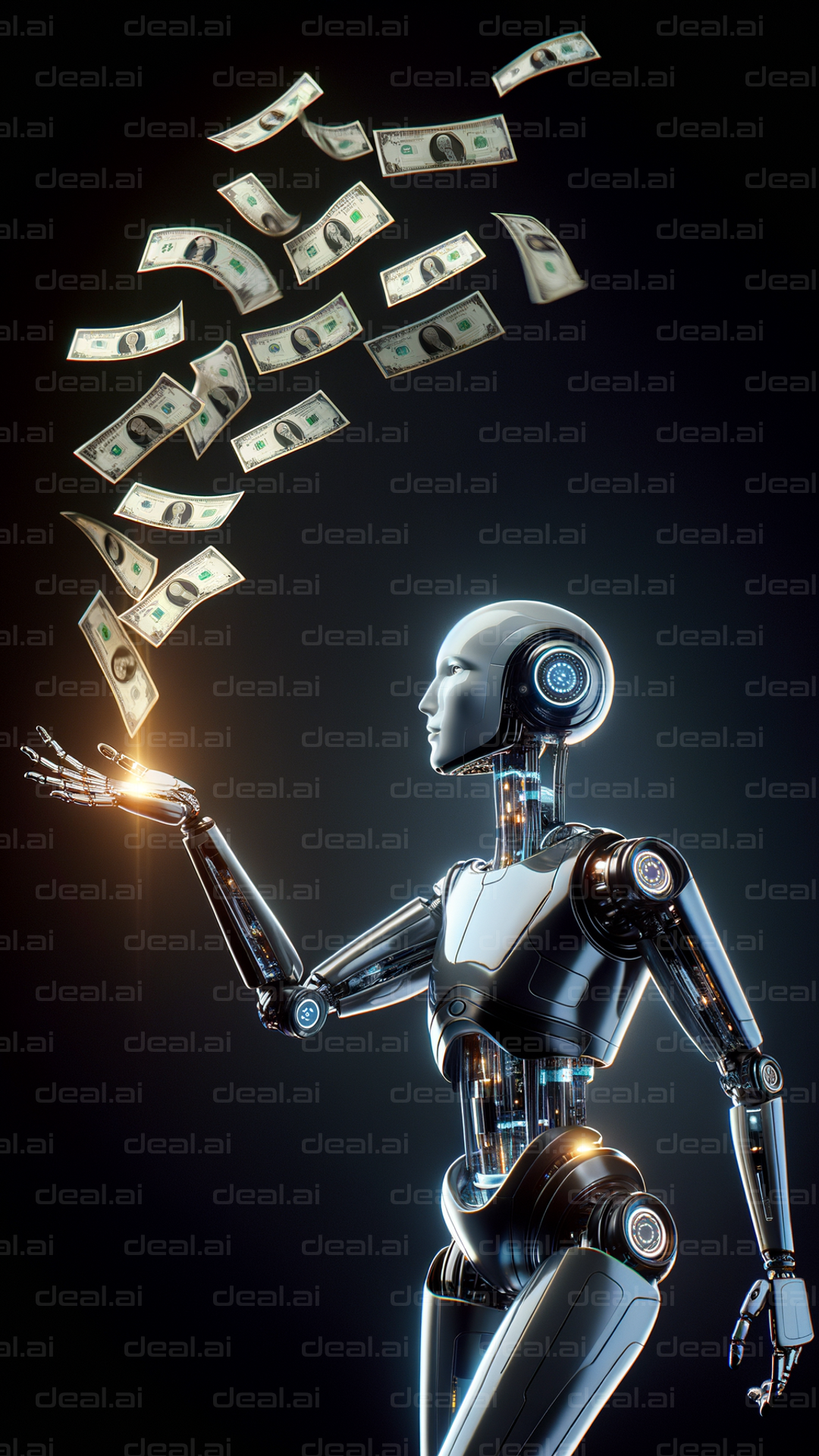 "Robot with Floating Currency"