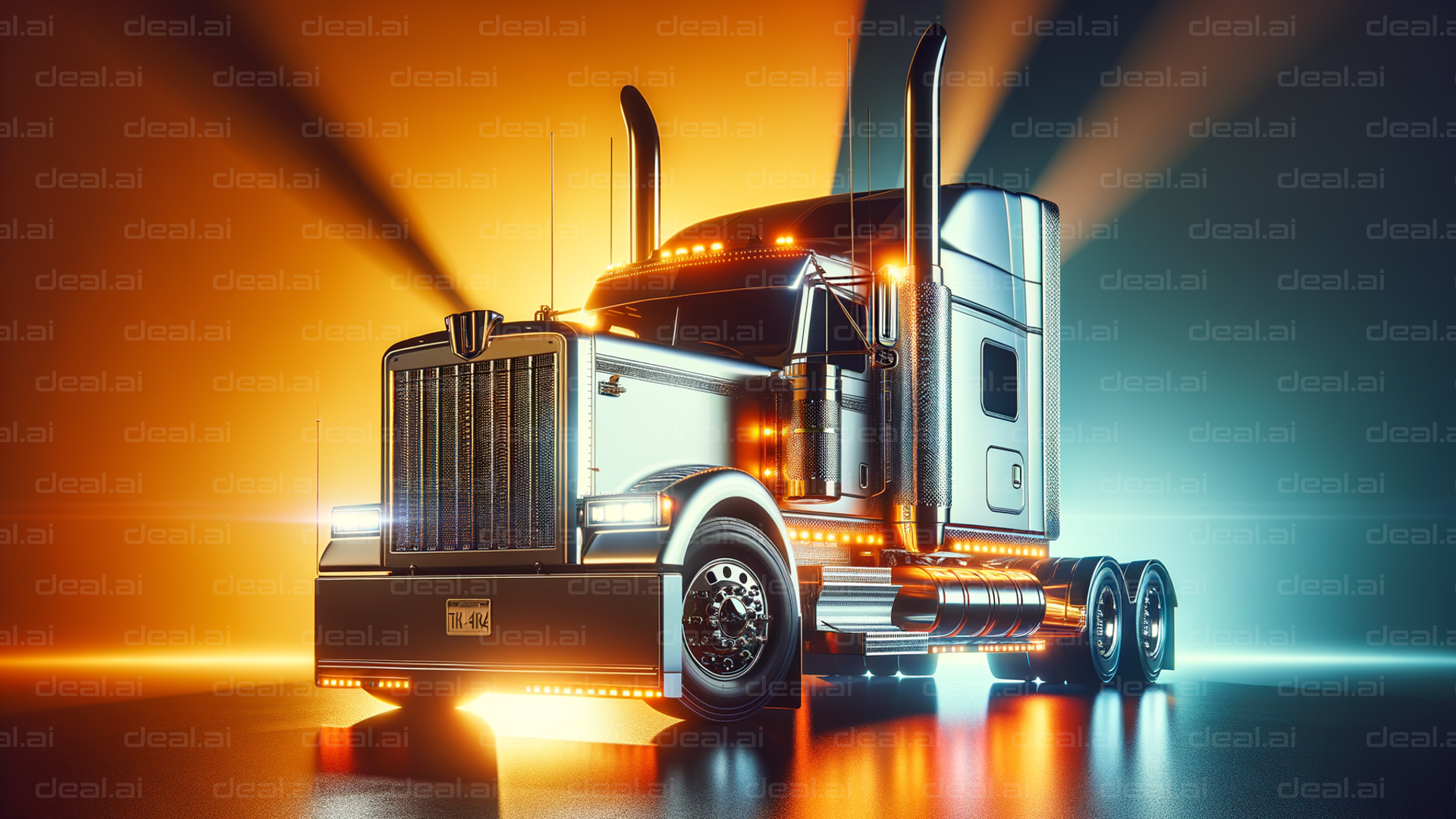 Illuminated Semi-Truck at Dusk