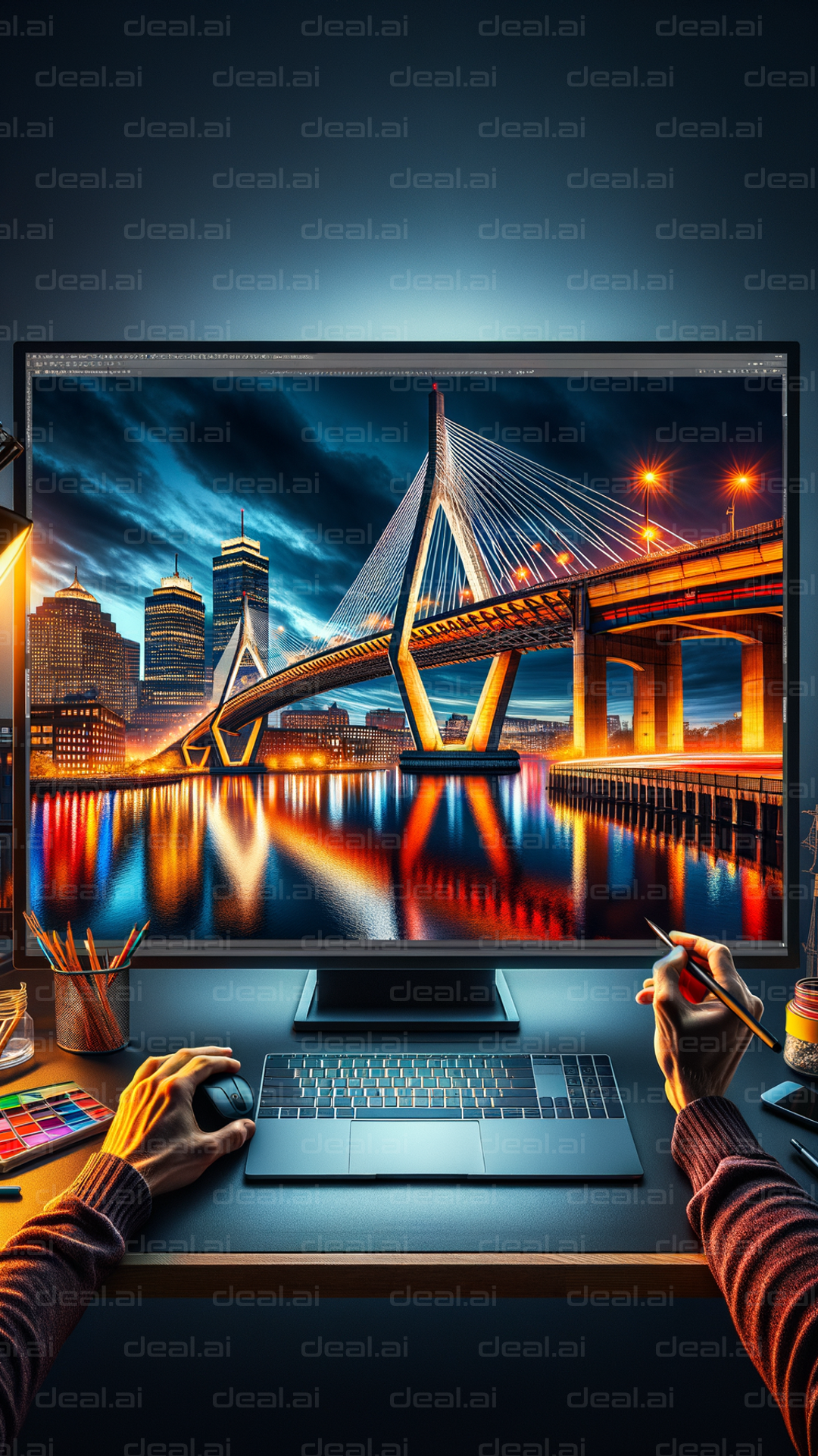 Digital Artistry: Bridge Reflections