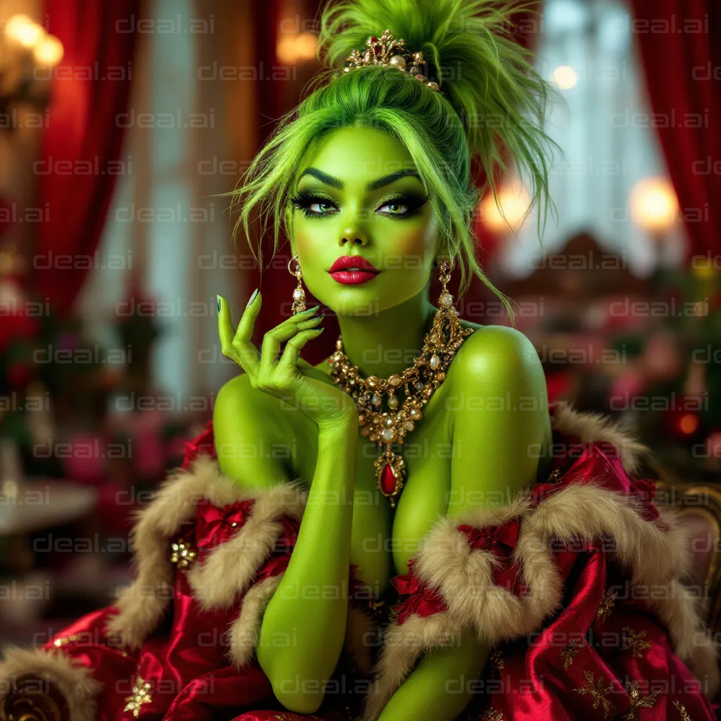 Elegant Green Glamour Portrait