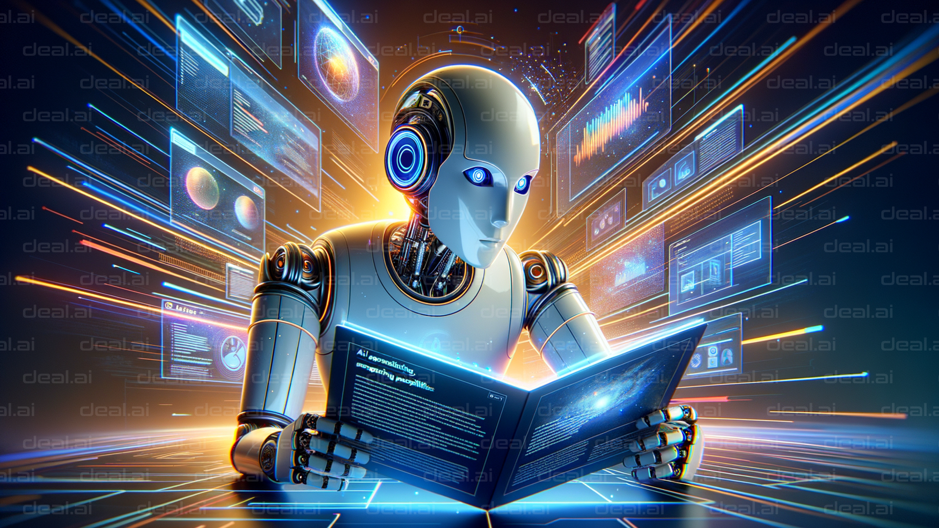 AI Robot Analyzing Digital Data.