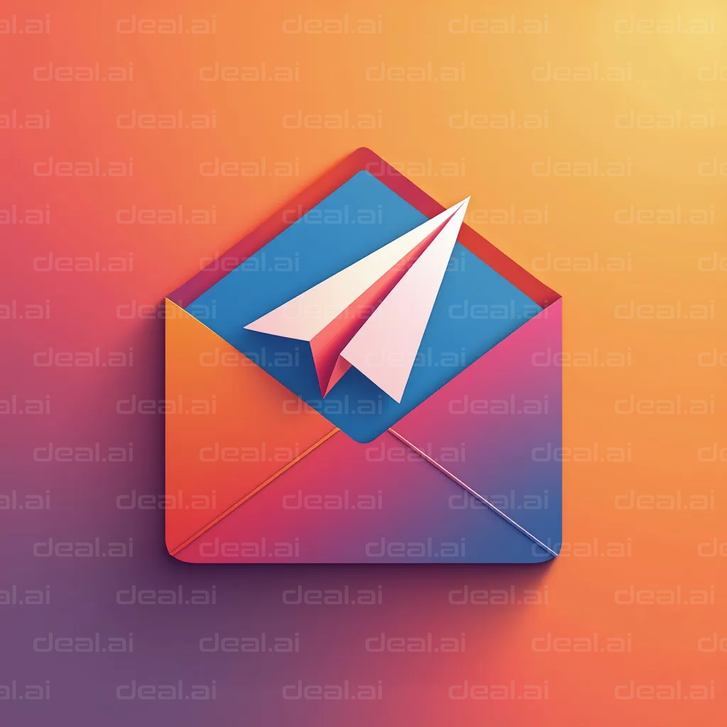 Paper Airplane in Colorful Envelope