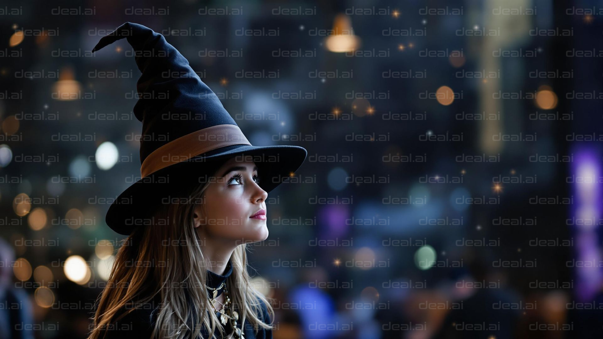 "Young Witch in Enchanted Night"