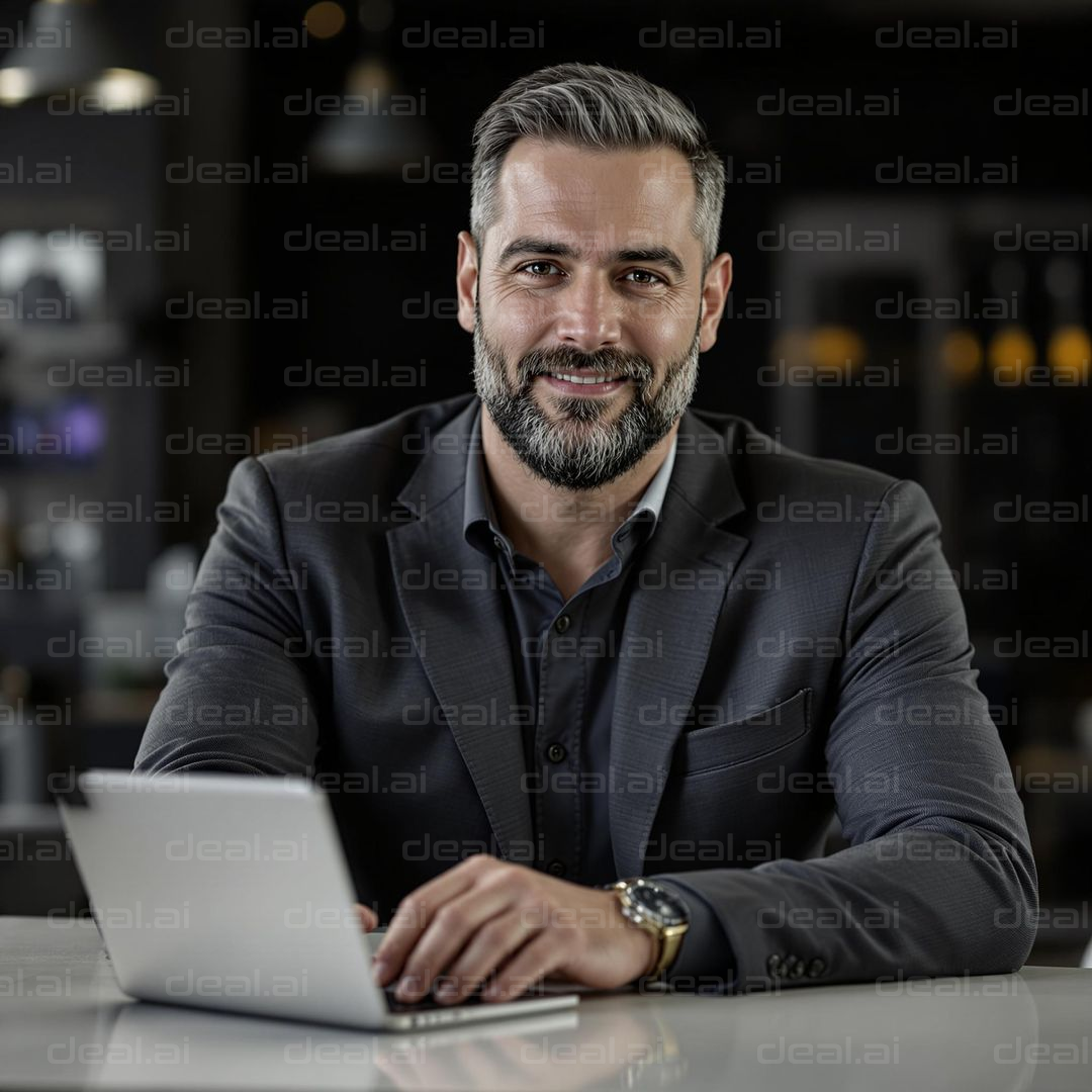 Smiling Professional with Laptop