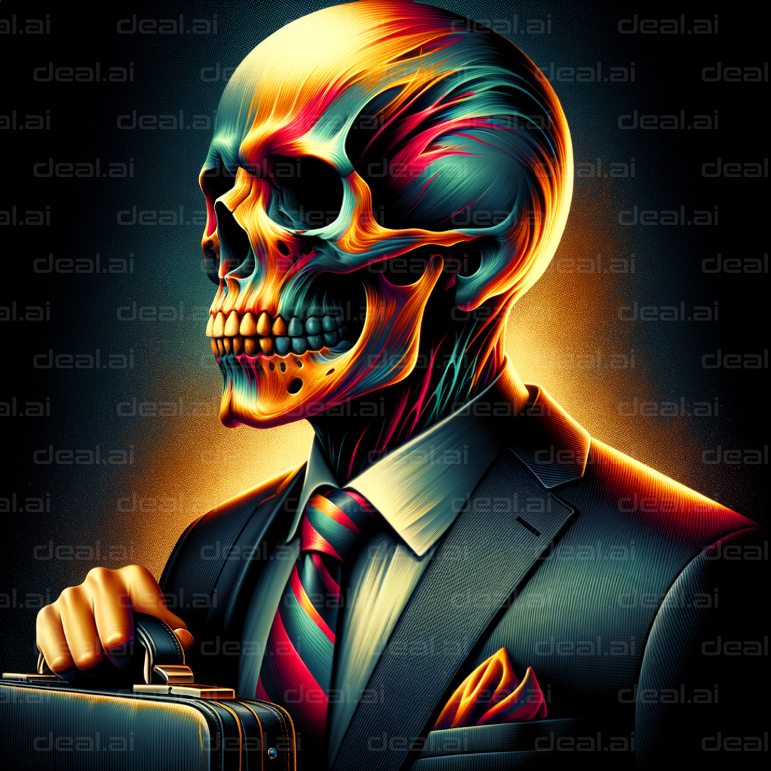 "Corporate Skull: Eerie Businessman Art"