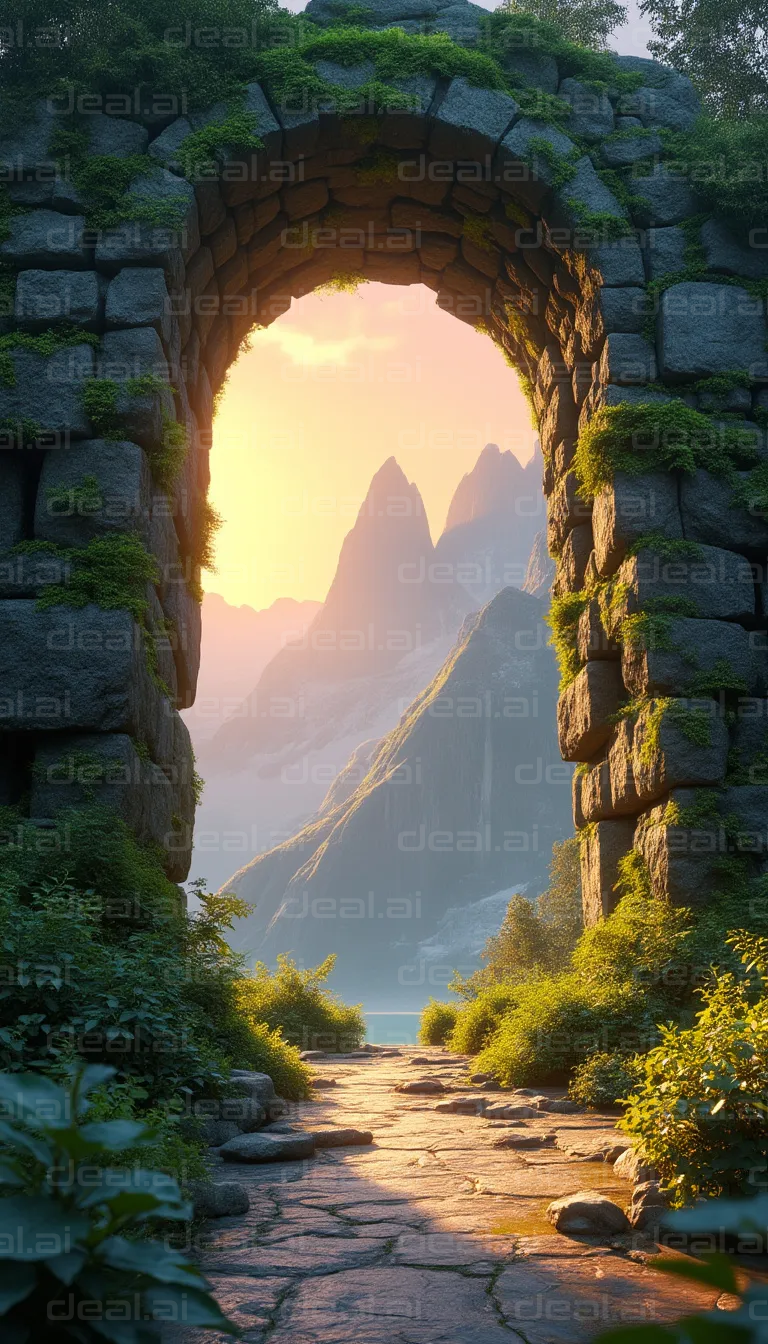 "Sunset Through the Ancient Archway"