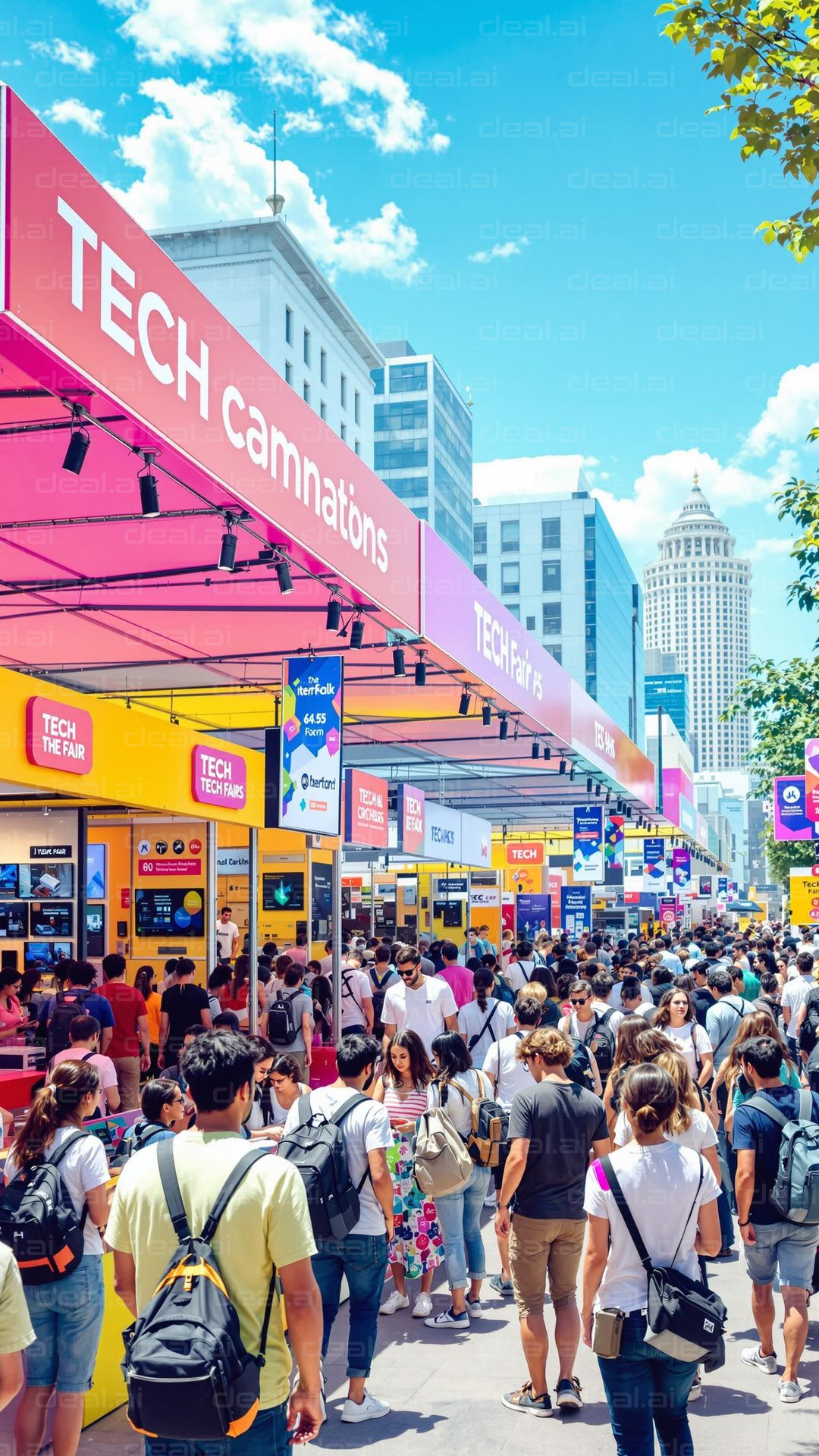 Bustling Tech Fair in the City