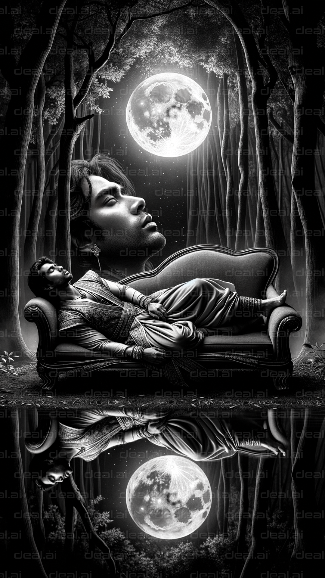 "Dreamscape Moonlit Reflection"