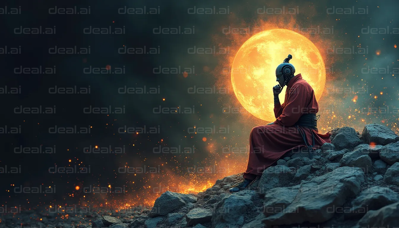 "Contemplation Under Fiery Moon"