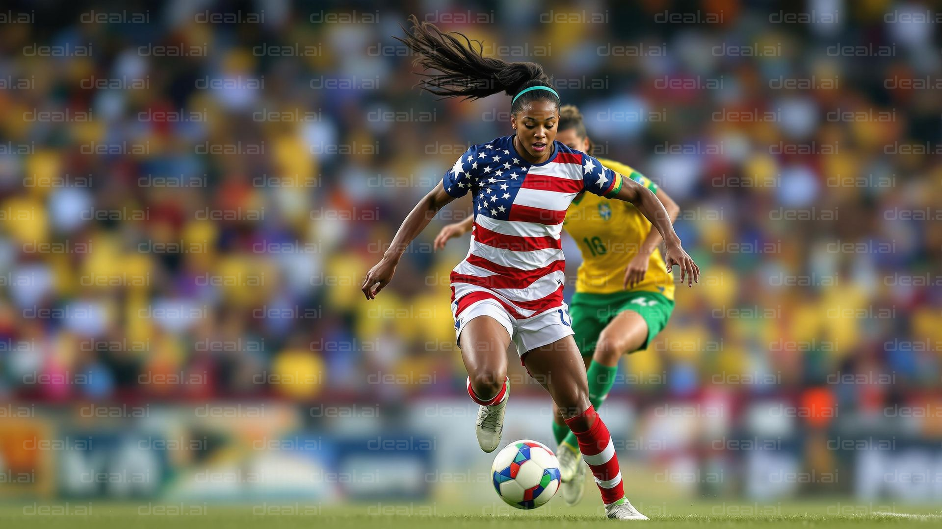 Intense Soccer Match Action