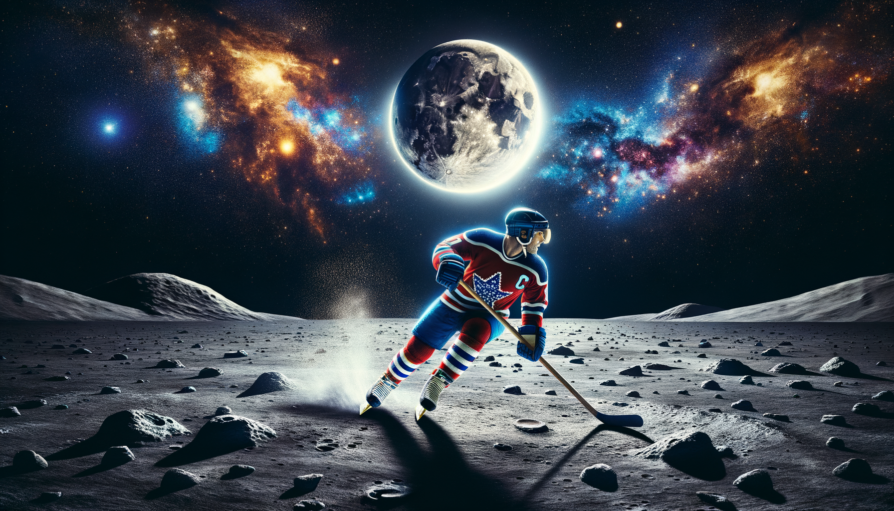 Hockey Player on the Moon