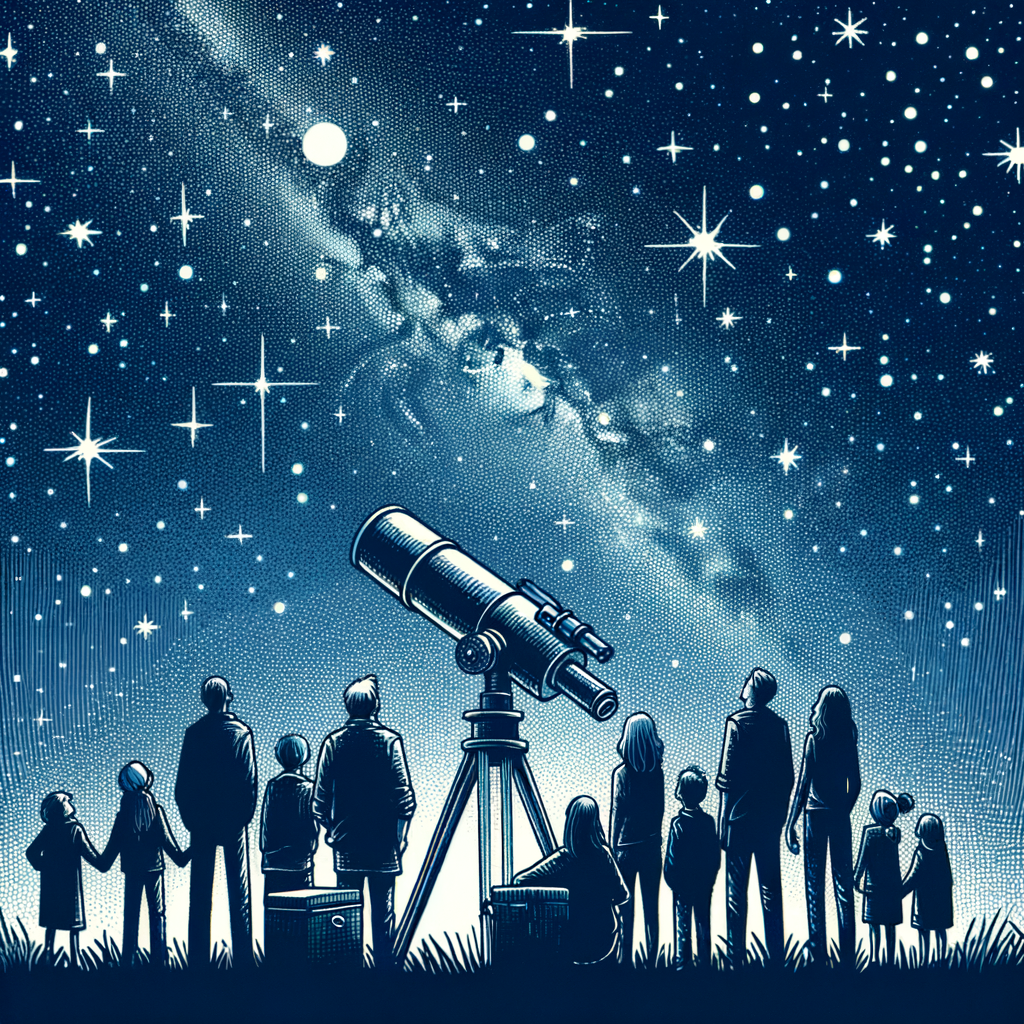 "Stargazing Wonders: Group with Telescope"