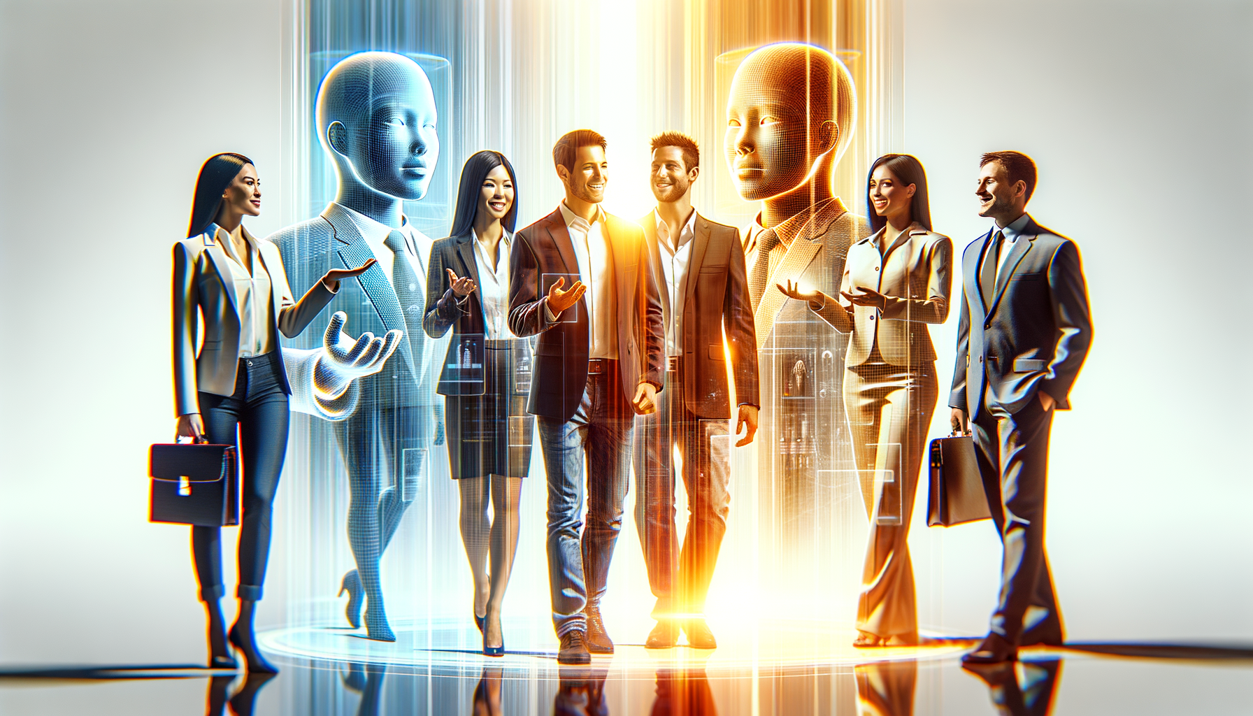 "Business Team with Futuristic Avatars"